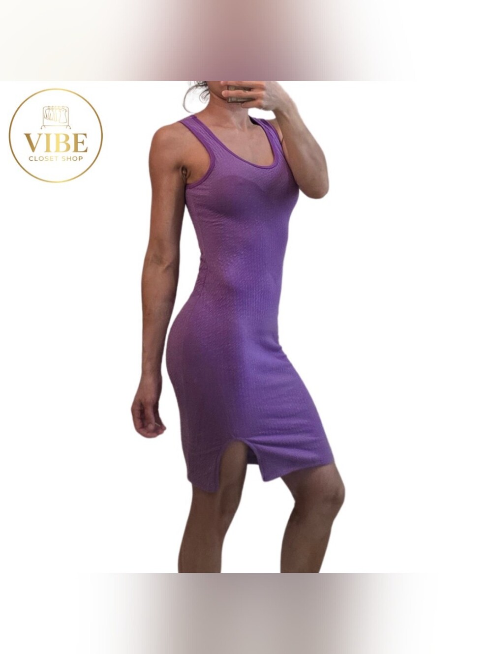 Fashion Nova Purple Ribbed Mini Tank Dress